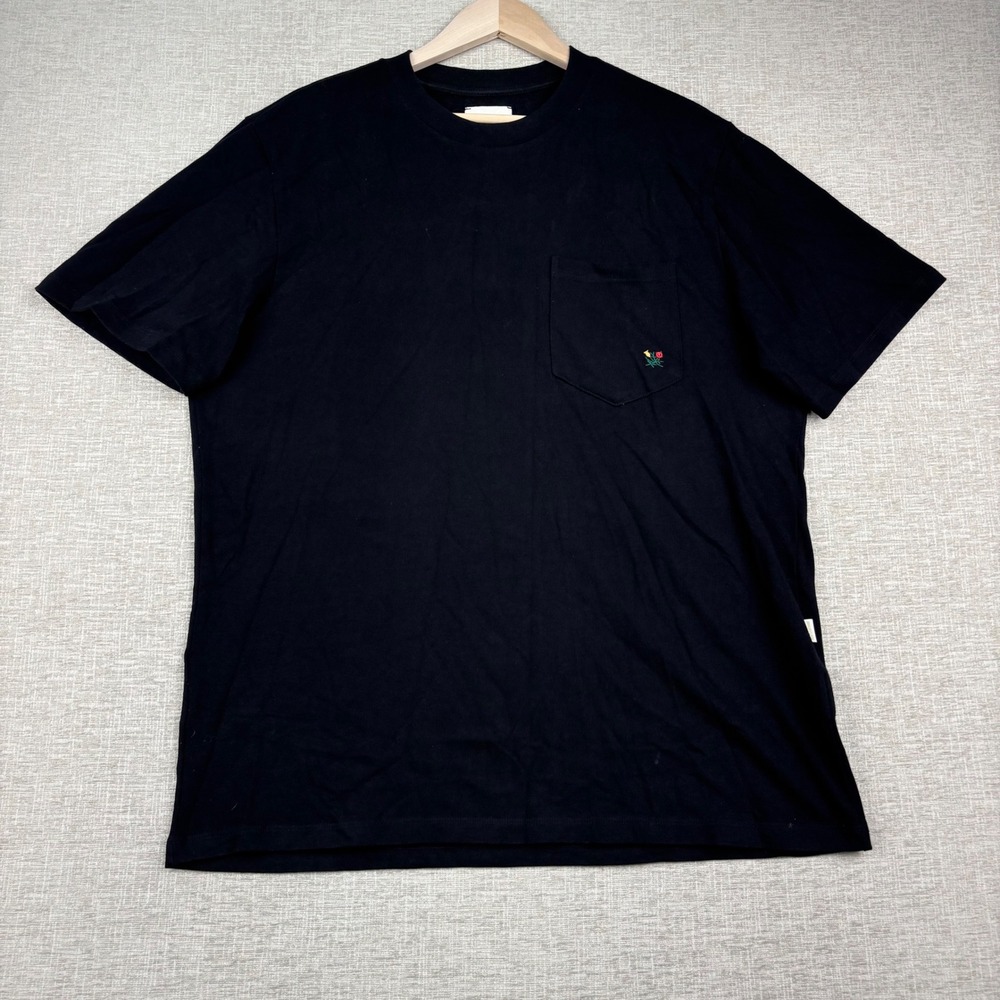 Aime Leon Dore Mens Embroidered Floral Pocket T-Shirt Black Large